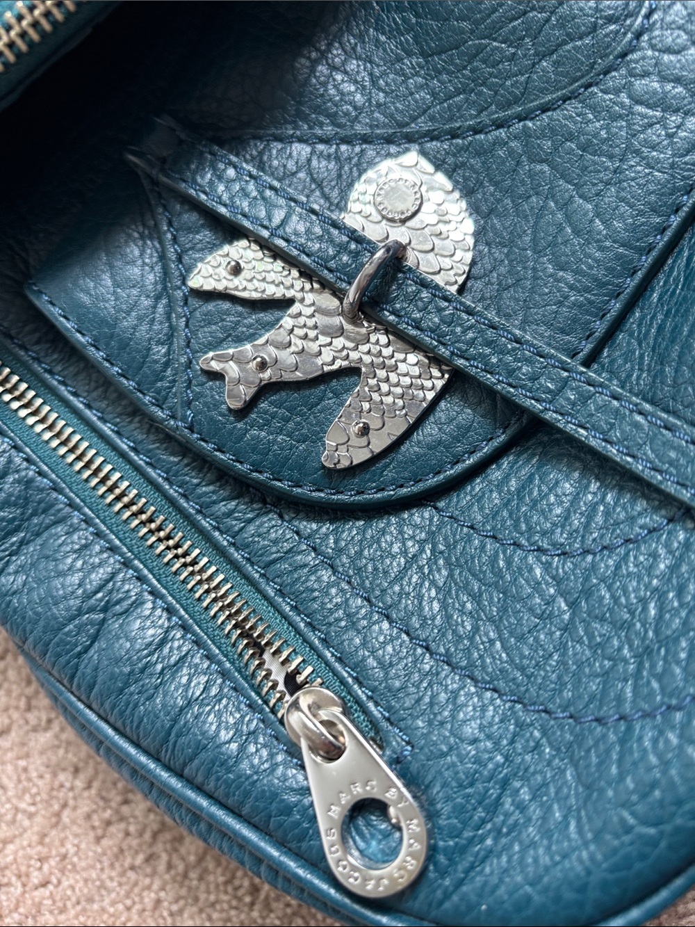 Marc by Marc Jacobs Petal to the Metal crossbody bag, teal leather/silver - Picture 2 of 9